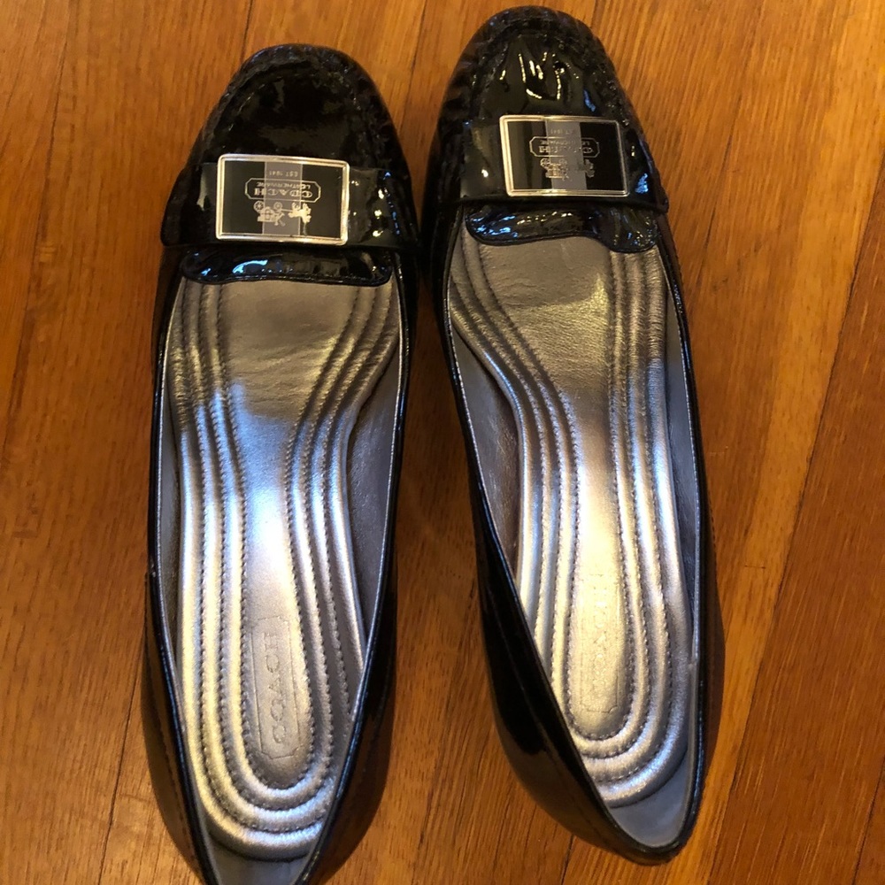 Coach patent leather high heel shoes 8.5